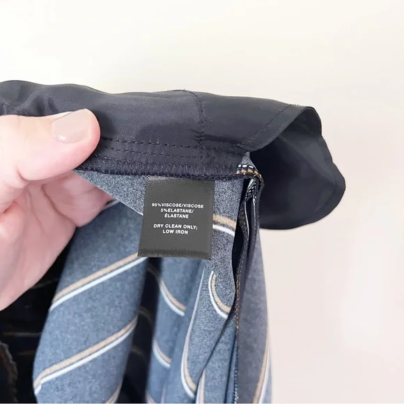 Lafayette 148 New York Hester Striped Wide-Leg Trouser Pant Navy Blue M - Picture 10 of 13